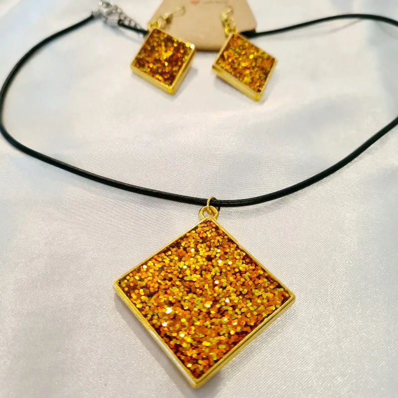 Bling Resin Handcrafted Earring & Necklace Set