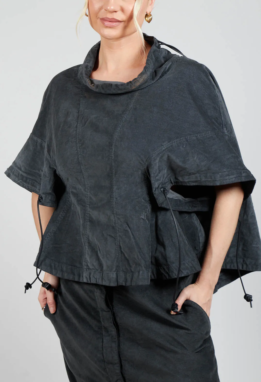 Boned Blouse in Coal Cloud