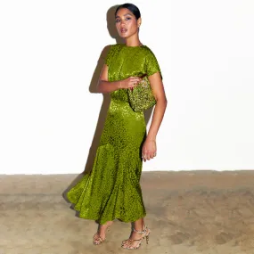 Green Jacquard Midi Erin Dress Petite