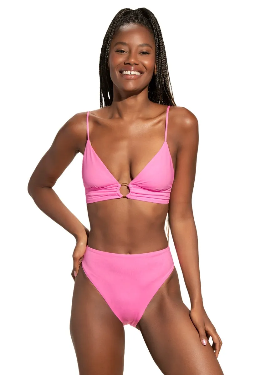 Maaji Bombon Pink Sully High Rise/High Leg Bikini Bottom