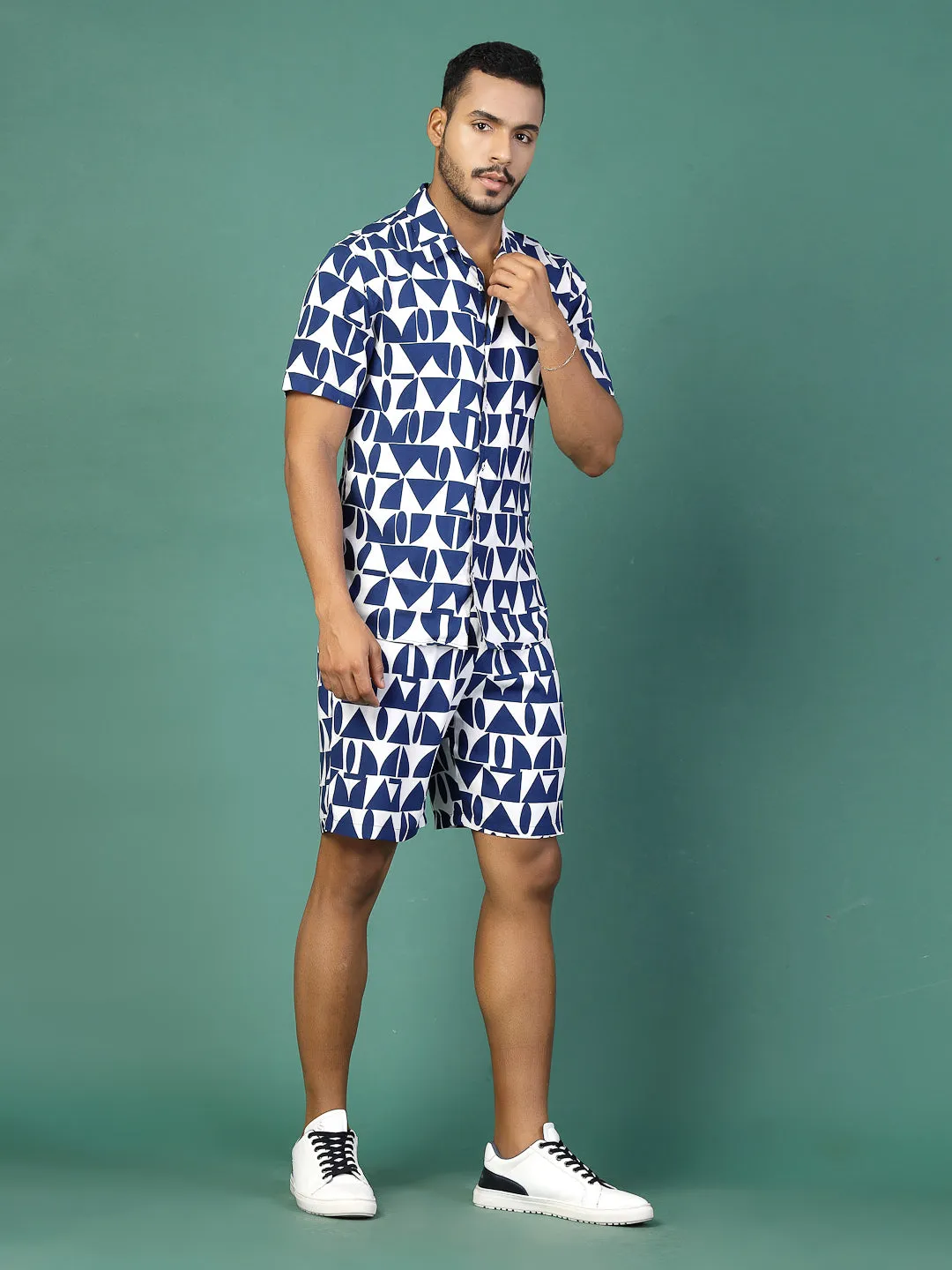 Men Abstract Zara Printed Rayon Co-ords