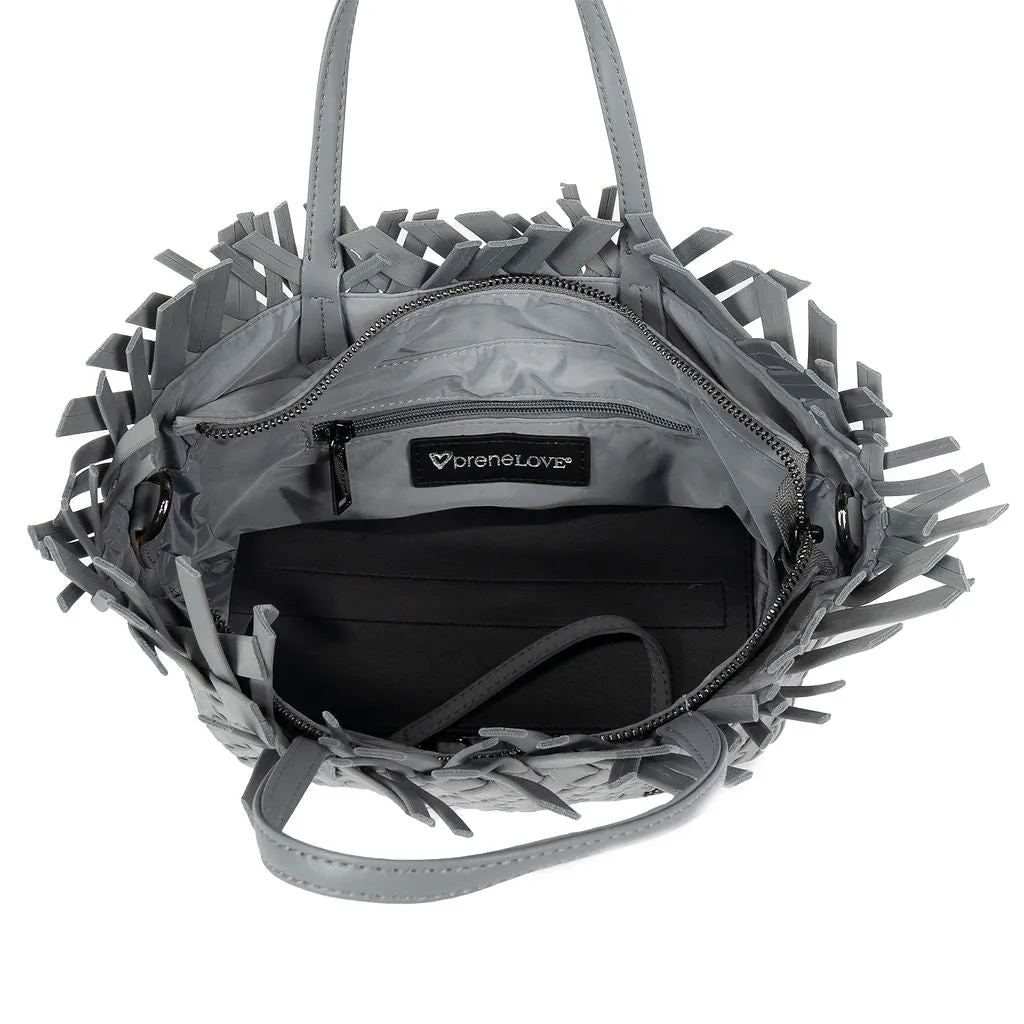 NEW: Taunton Small Woven Tote (Fringed Top) - Slate