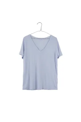 Organic V-Neck Boxy Tee in Heather Blue