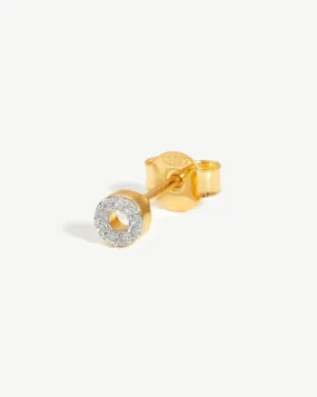 Pave Initial Single Stud Earring - Initial O | 18ct Gold Plated Vermeil/Cubic Zirconia