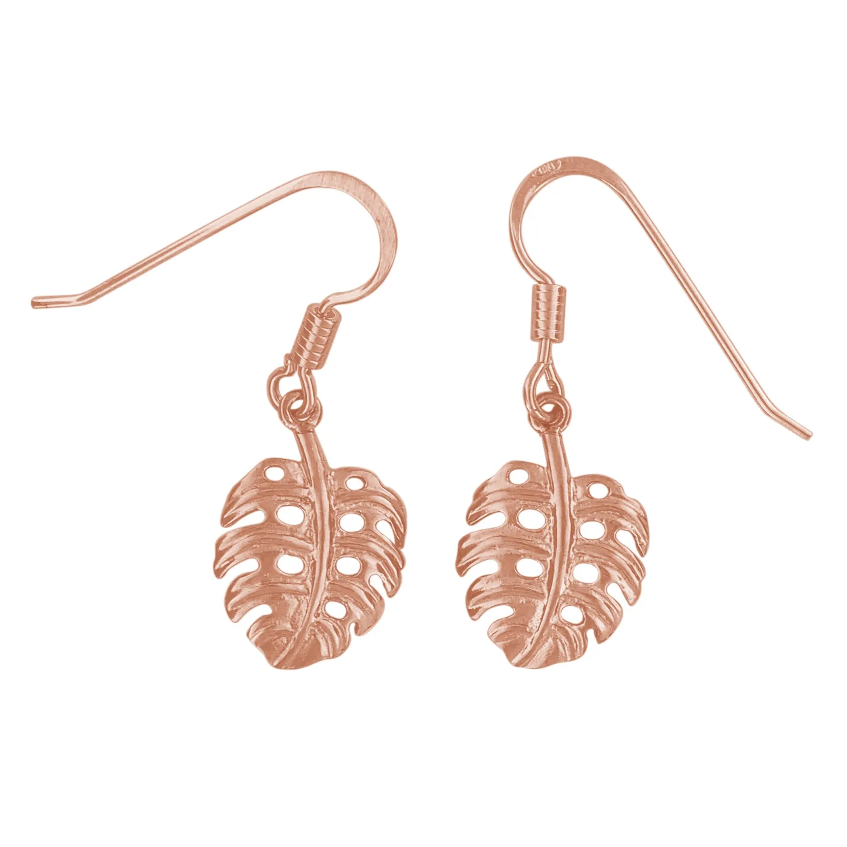 Sterling Silver Monstera Dangle Earrings