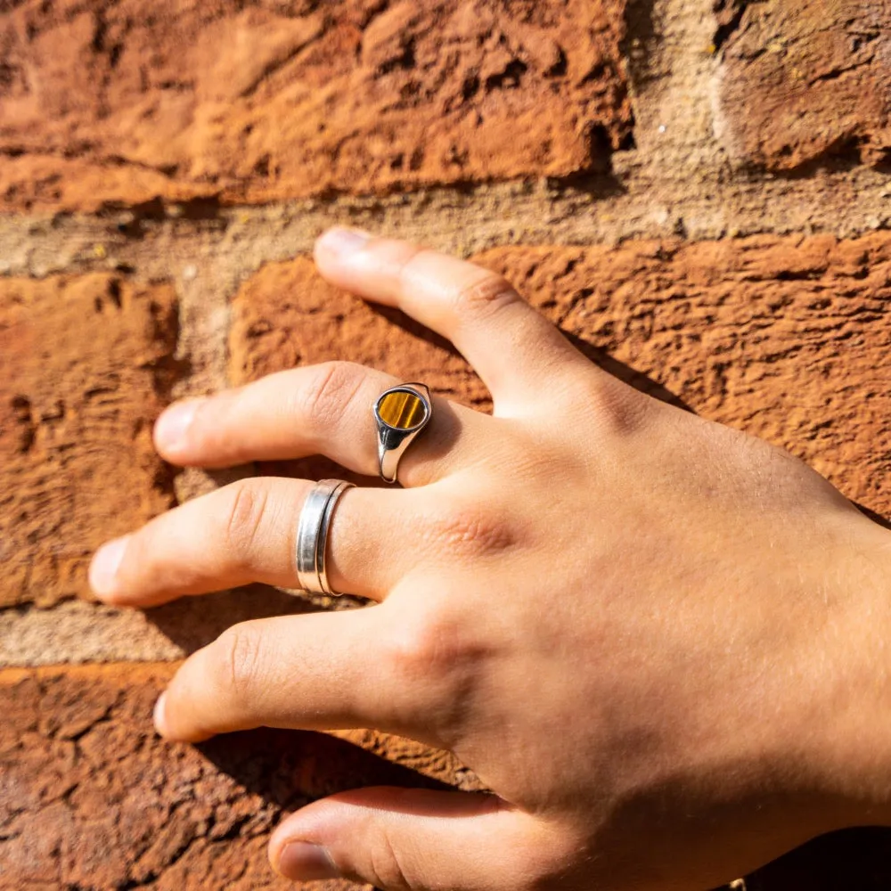 Tigers Eye Signet Ring - Silver