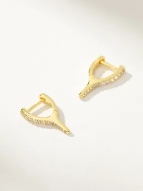 Wishbone Pavé Huggie Earrings